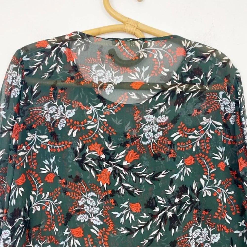 Maje | Lo Fleur Crepe Georgette Sheer Blouse Size 3 / L / 8/10 - Picture 6 of 9